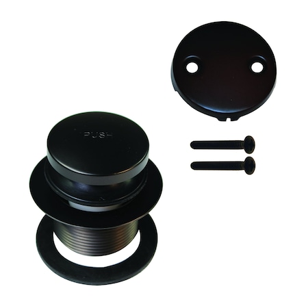 Westbrass 1-1/2" Tip-Toe Bathtub Drain with Two-Hole Overflow, Oil Rubbed Bronze D93-2-12